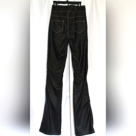 Women's XS Black Faux Leather Flare Pants - Picture 2 of 9
